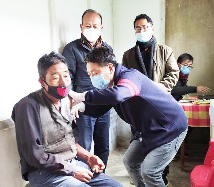 Thongpang, medical attendant the first person to receive COVID-19 vaccine under Noklak district on January 20.